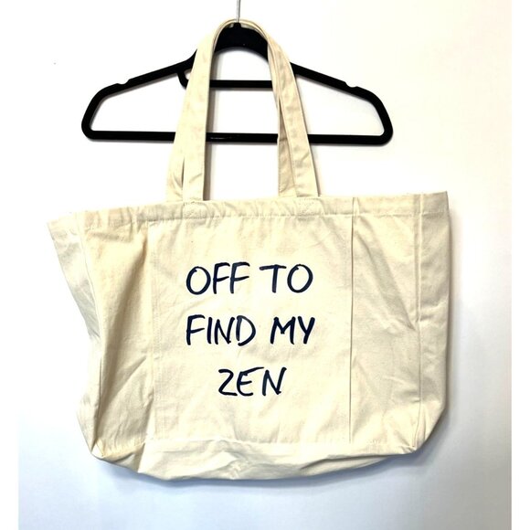 Organic Cotton Shopper Tote Bag With "Off To Find My Zen" Print - Westford Mill - Picture 1 of 6